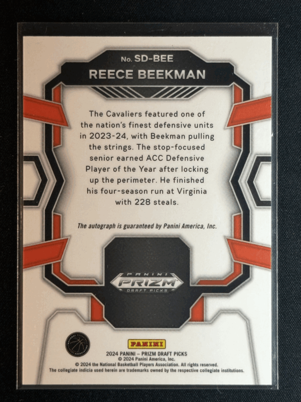 2024 Panini Prizm Draft Picks Signing Day Reece Beekman Autograph Auto Rookie RC - Image 3