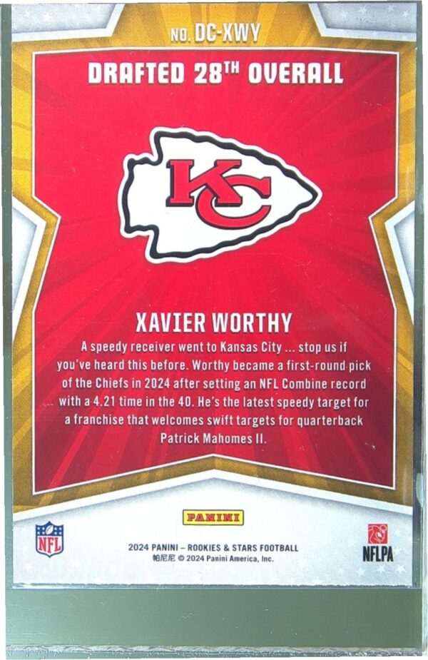 2024 Panini Rookies & Stars Xavier Worthy RC #DC-XWY Chiefs Draft Class - Image 3