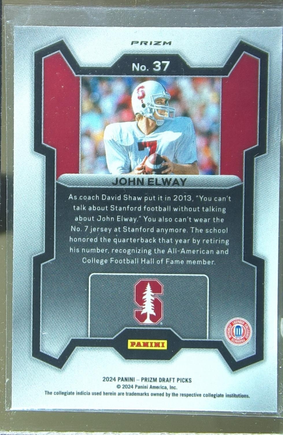 2024 Prizm Draft Picks John Elway Silver #37 Cardinal - Image 3