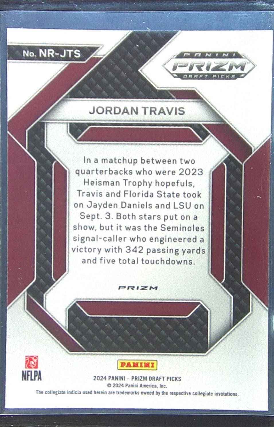 2024 Prizm Draft Picks Jordan Travis RC #NR-JTS Seminoles New Recruits Red Ice - Image 3