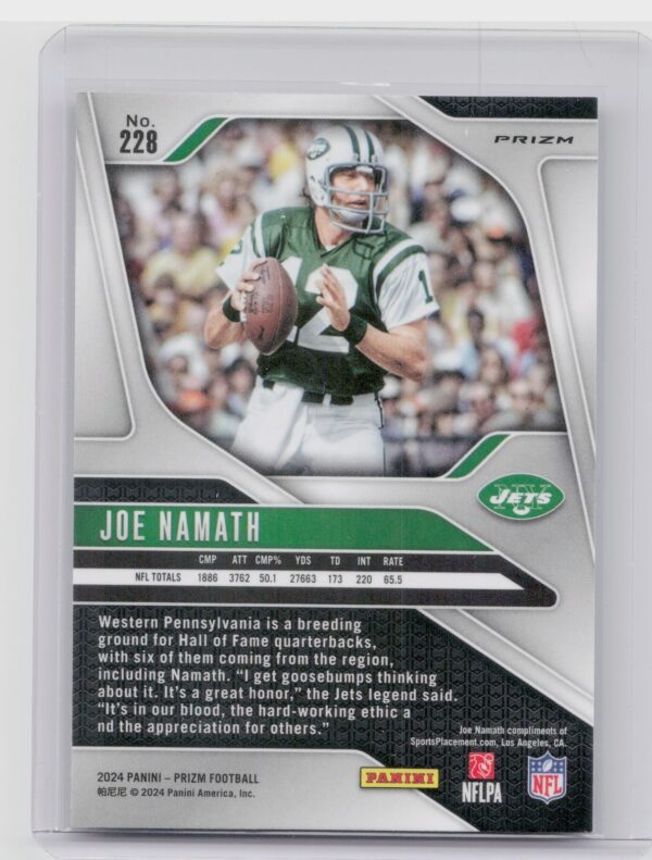 2024 Prizm Joe Namath Auto 228 Jets Autographs Silver Prizm - Image 3