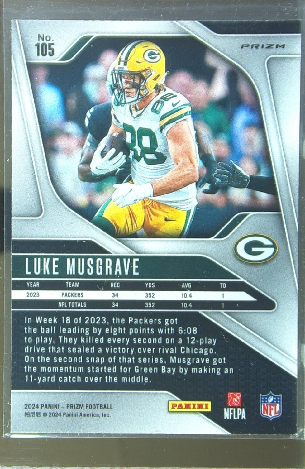 2024 Prizm Luke Musgrave Red White and Blue 105 Packers - Image 3