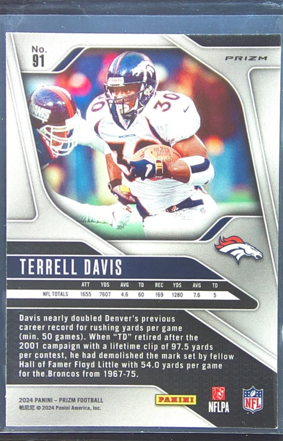 2024 Prizm Terrell Davis Red White and Blue 91 Broncos - Image 3