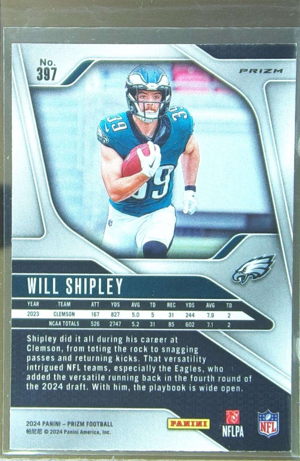 2024 Prizm Will Shipley Lazer RC 397 Eagles - Image 3