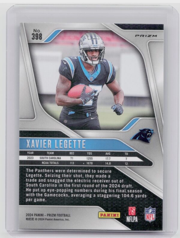2024 Prizm Xavier Legette Green Wave 398 Panthers - Image 3