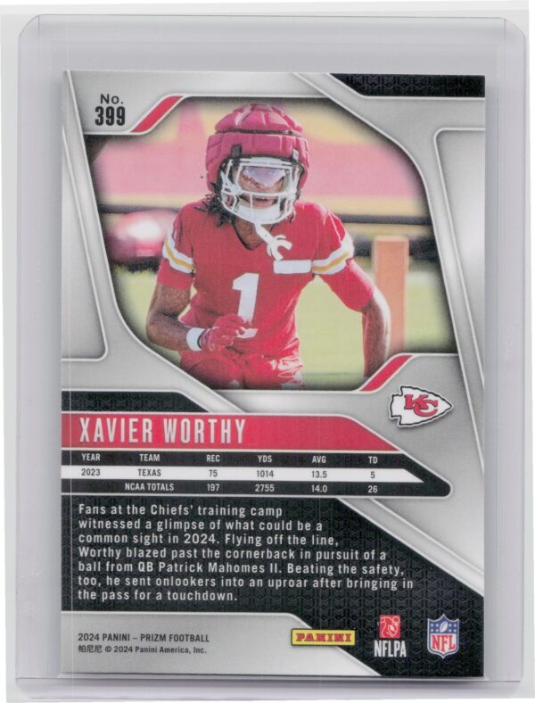 2024 Prizm Xavier Worthy RC 399 Chiefs - Image 3