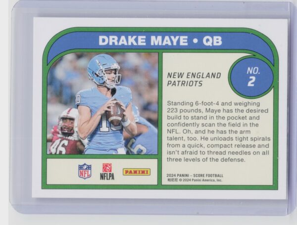 2024 Score Drake Maye RC 2 Patriots Protential - Image 3