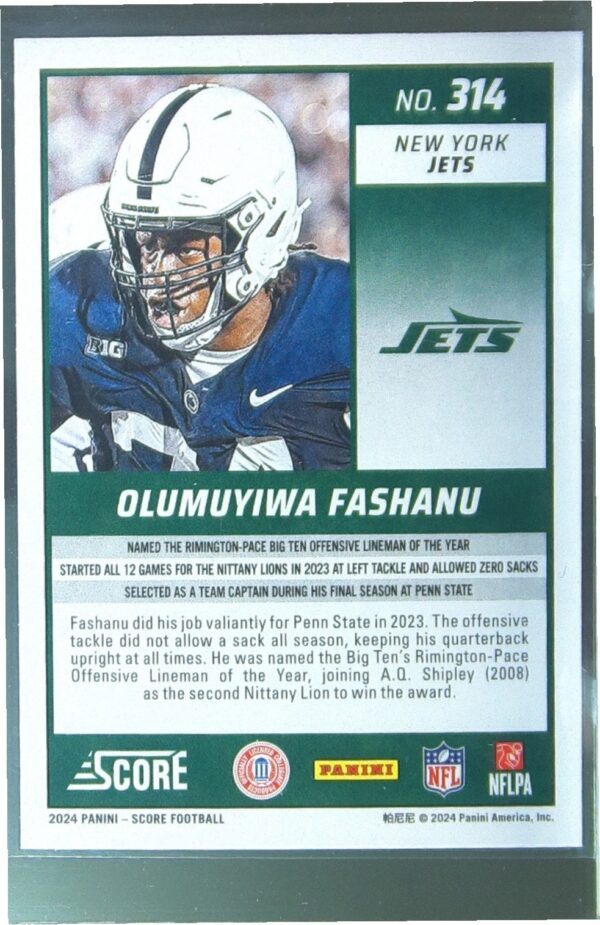 2024 Score Olumuyiwa Fashanu RC #314 Jets - Image 3