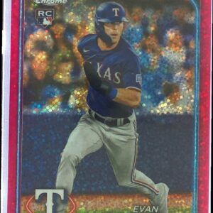 2024 Topps Chrome Evan Carter Magenta Speckle Refractors /350 RC #136 Rangers