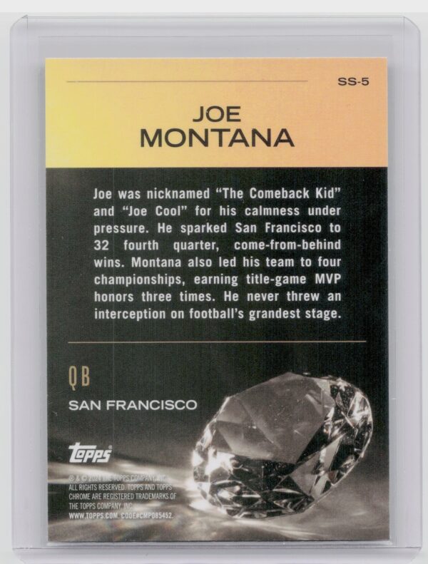 2024 Topps Chrome Joe Montana SS-5 49ers Sunday Swag - Image 3