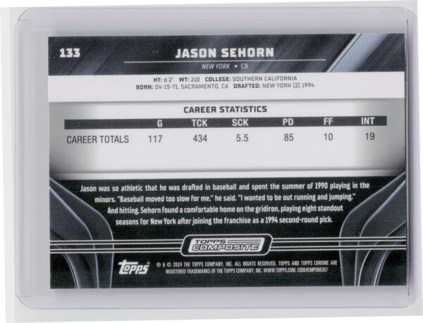 2024 Topps Composite Topps Chrome Black Jason Sehorn #133 Giants - Image 3