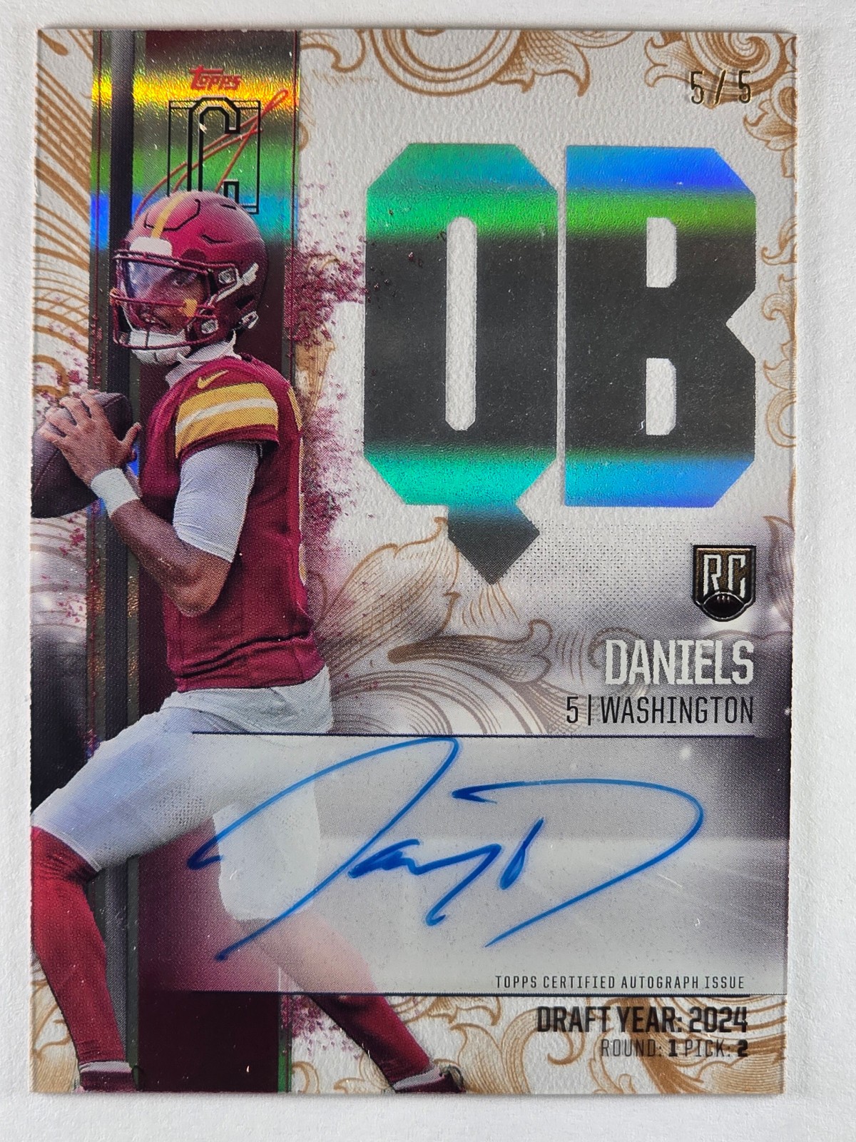 2024 Topps Signature Class Jayden Daniels Crystal Clear Auto 5/5 RC RCC-JD
