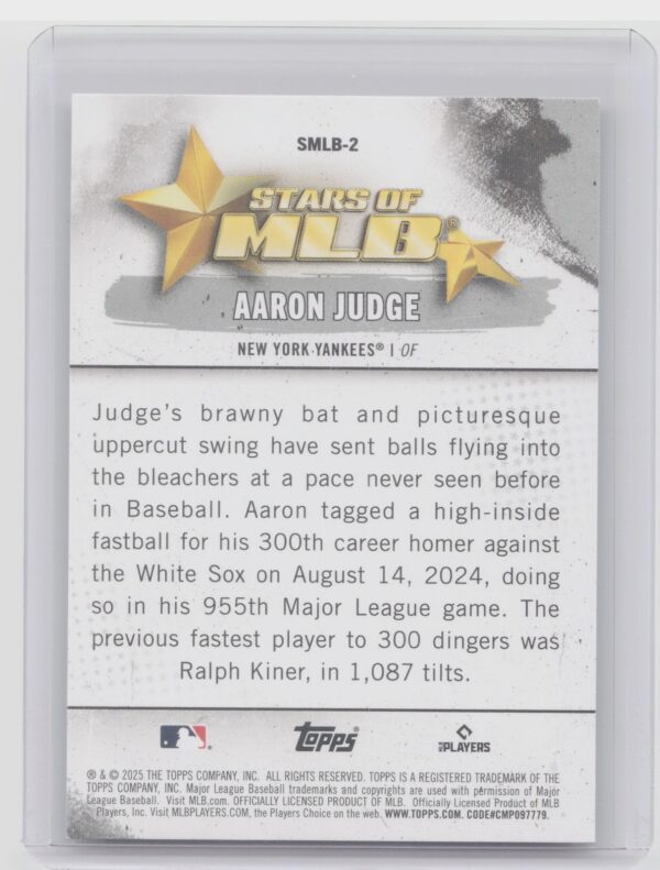 2025 Topps Aaron Judge #SMLB-2 Yankees Stars of MLB - Image 3