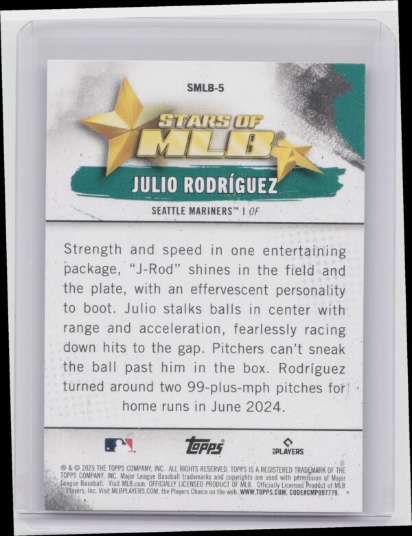 2025 Topps Julio Rodriguez #SMLB-5 Mariners Stars of MLB - Image 3