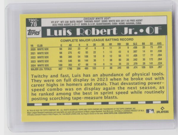 2025 Topps Luis Robert JR. T90C-78 - Image 3