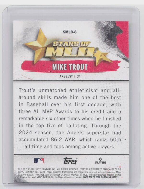 2025 Topps Mike Trout #SMLB-8 Angels Stars of MLB - Image 3