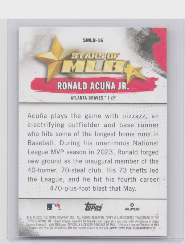2025 Topps Ronald Acuna Jr. #SMLB-16 Braves Stars of MLB - Image 3