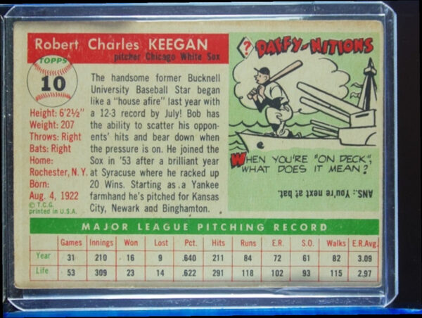 1955 Topps Bob Keegan #10 Sox - Image 3