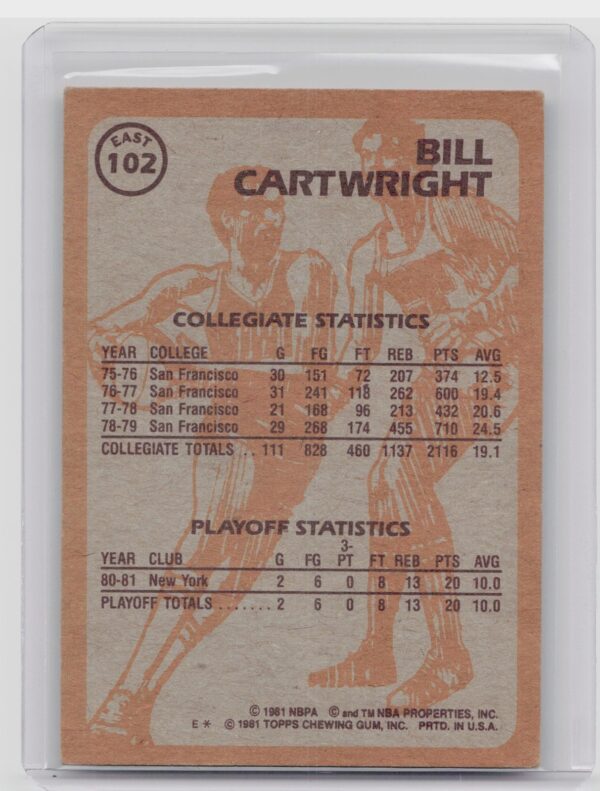 1981-82 Topps Bill Cartwright #E102 Knicks - Image 3