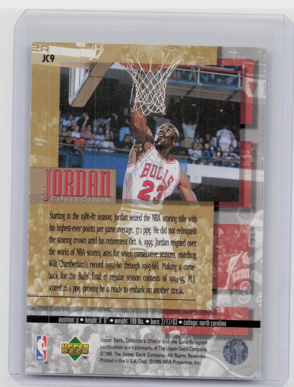 1995-96 Collector's Choice Michael Jordan #JC9 Bulls The Jordan Collection - Image 3