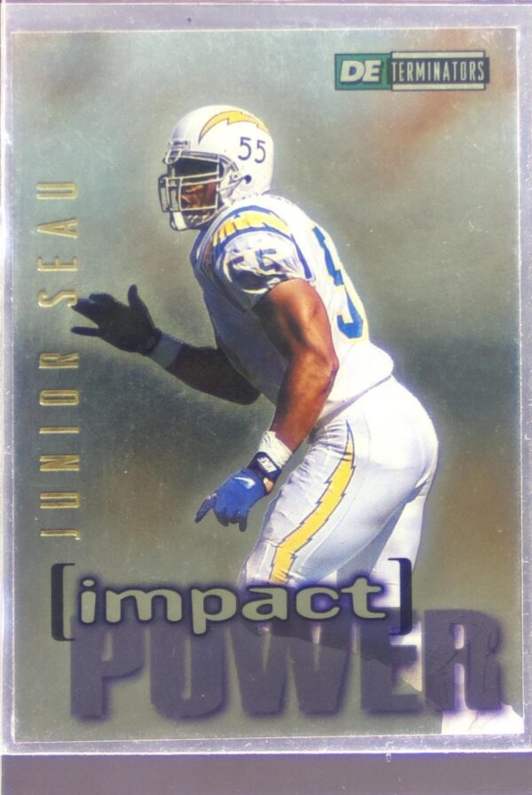 1995 SkyBox Impact Junior DETerinators Seau #IP1 Chargers Impact Power