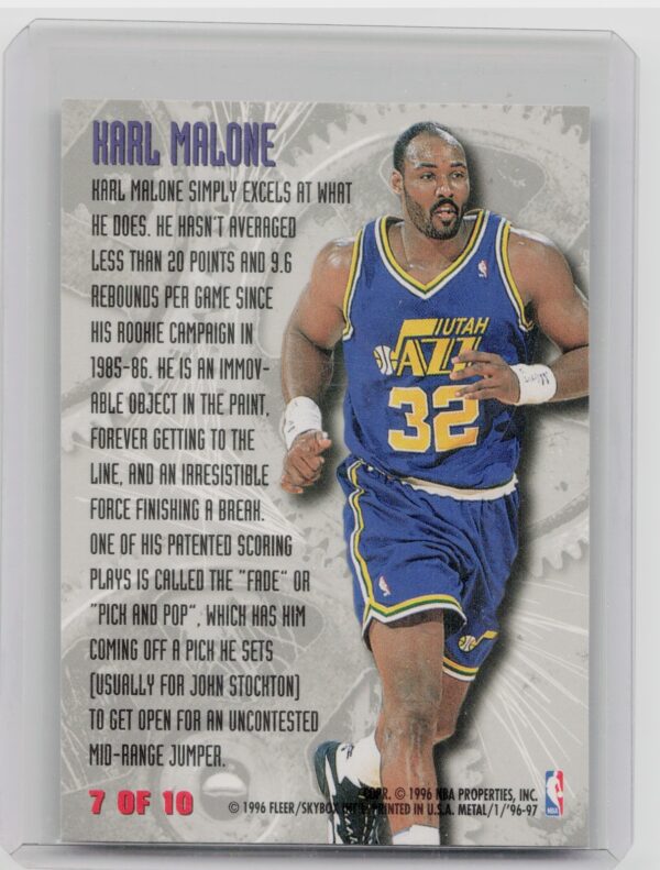 1996-97 Metal Karl Malone #7 Jazz Power Tools - Image 3