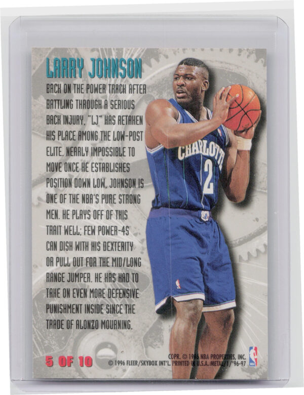 1996-97 Metal Larry Johnson #5 Hornets Power Tools - Image 3