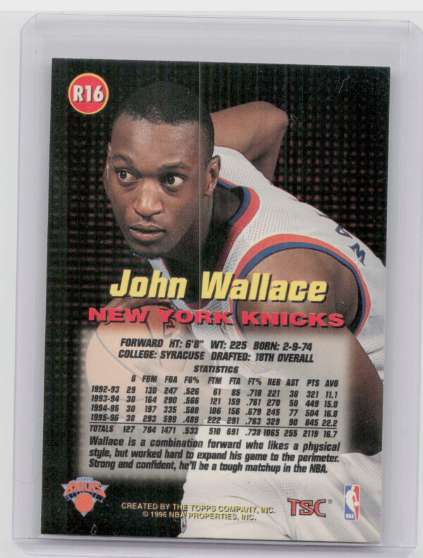1996-97 Stadium Club John Wallace #R16 Knicks Rookies (Series One) - Image 3