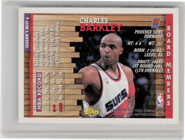 1996-97 Topps Charles Barkley #9 Suns Season's Best - Image 3