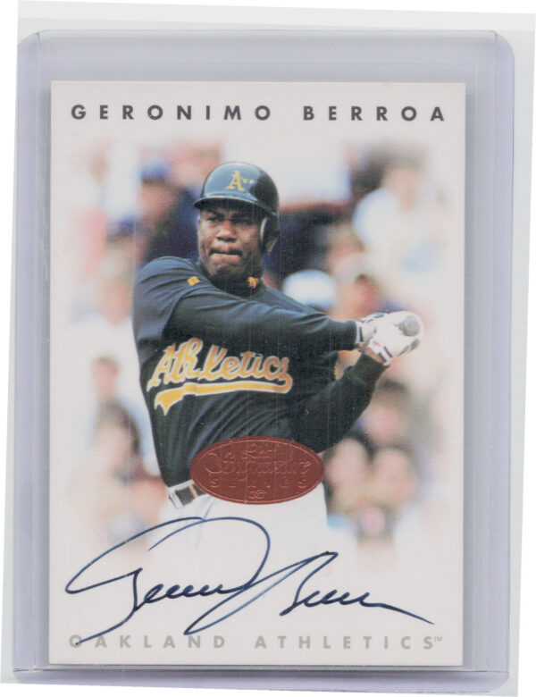 1996 Leaf Signature Series Geronimo Berroa AU #NNO Athletics Autographs Bronze