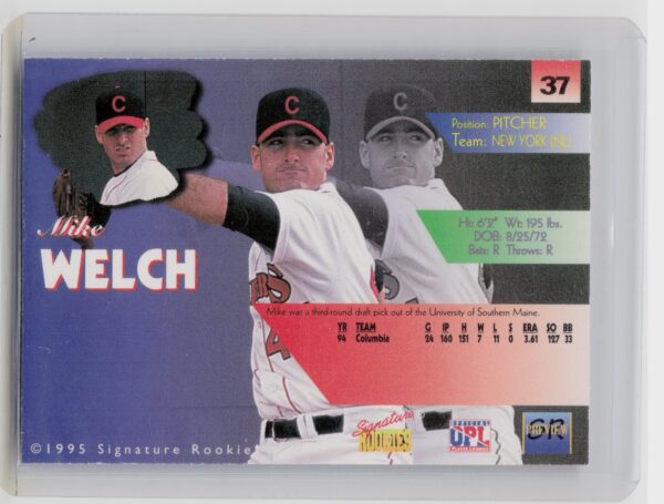 1996 Signature Rookies Preview Mike Welch Autographs Auto /6000 #37 Yankees - Image 3