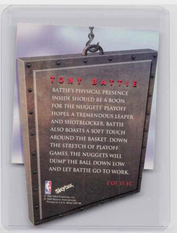 1997-98 Metal Universe Championship Tony Battie #2 FC Nuggets Future Champions - Image 3