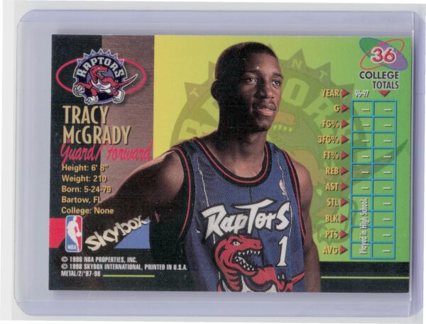 1997-98 Metal Universe Championship Tracy McGrady RC #36 Raptors - Image 3
