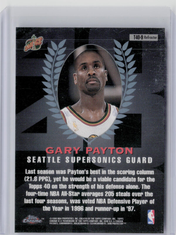 1997-98 Topps Chrome Gary Payton #T40-9 SuperSonics Topps 40 - Image 3