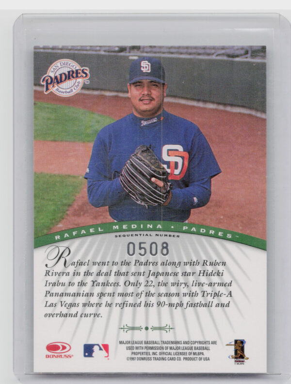 1997 Donruss Signature Series Rafael Medina AU SN1100 #NNO Padres Signature Seri - Image 3