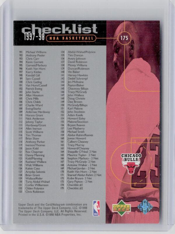 1998-99 Upper Deck Michael Jordan #175 Bulls - Image 3