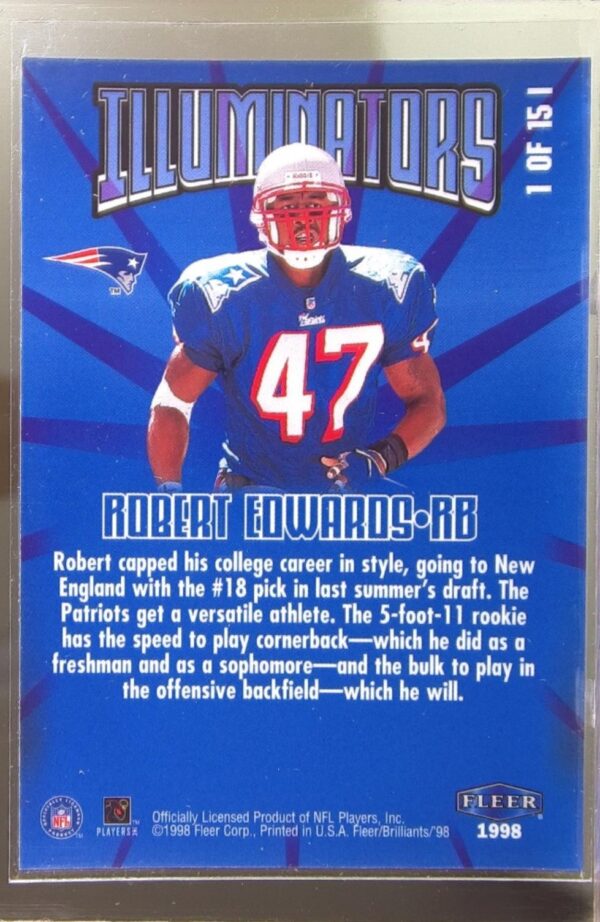 1998 Fleer Brilliants Robert Edwards #1I Patriots Illuminators - Image 3