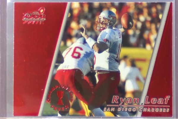 1998 Pacific Aurora Ryan Leaf RC #41 Chargers Championship Fever Red