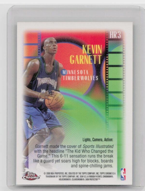 1999-00 Topps Chrome Kevin Garnett #HR3 Timberwolves Highlight Reels - Image 3