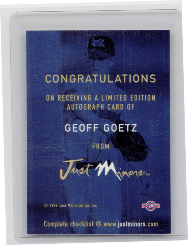 1999 Just Geoff Goetz #NNO Bombers Autographs - Image 3