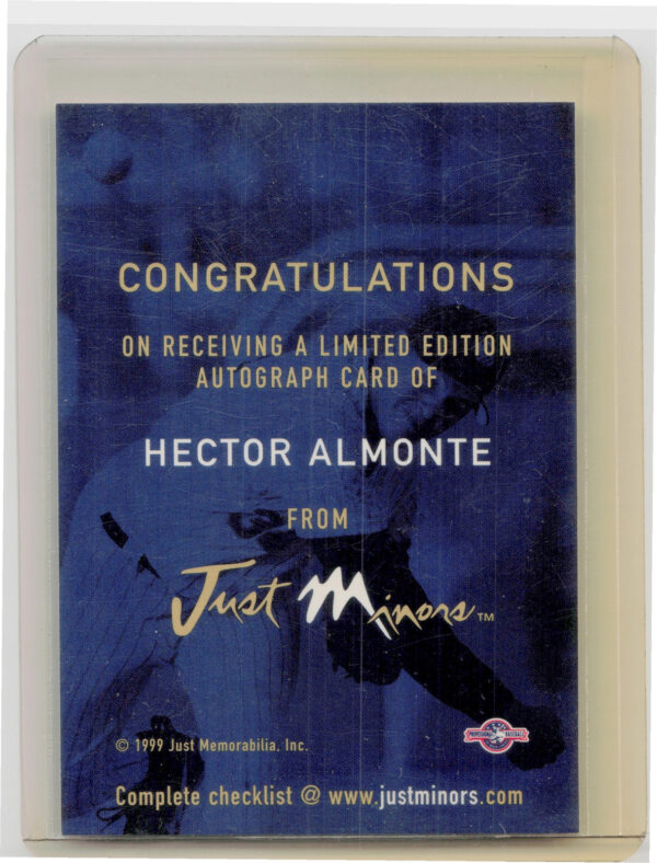 1999 Just Hector Almonte AU #NNO Cougars Autographs - Image 3