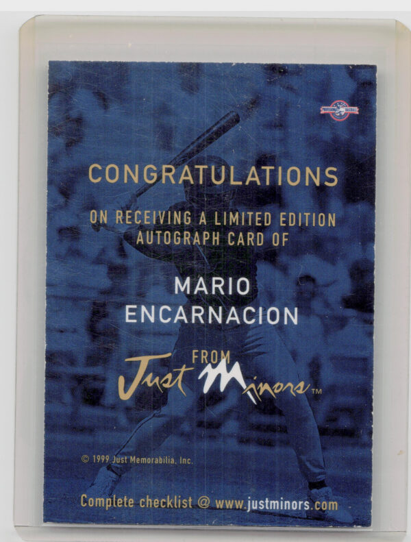 1999 Just Mario Encarnacion AU #NNO RockHounds Autographs - Image 3