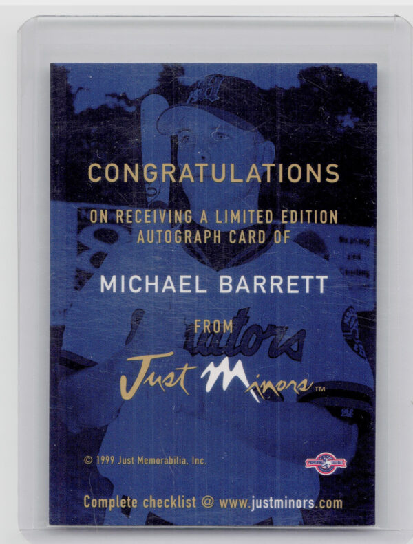 1999 Just Michael Barrett AU #NNO Senators Autographs - Image 3