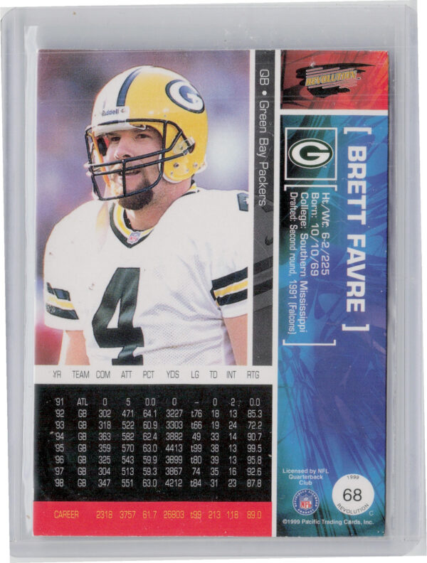 1999 Pacific Revolution Brett Favre #68 Packers - Image 3