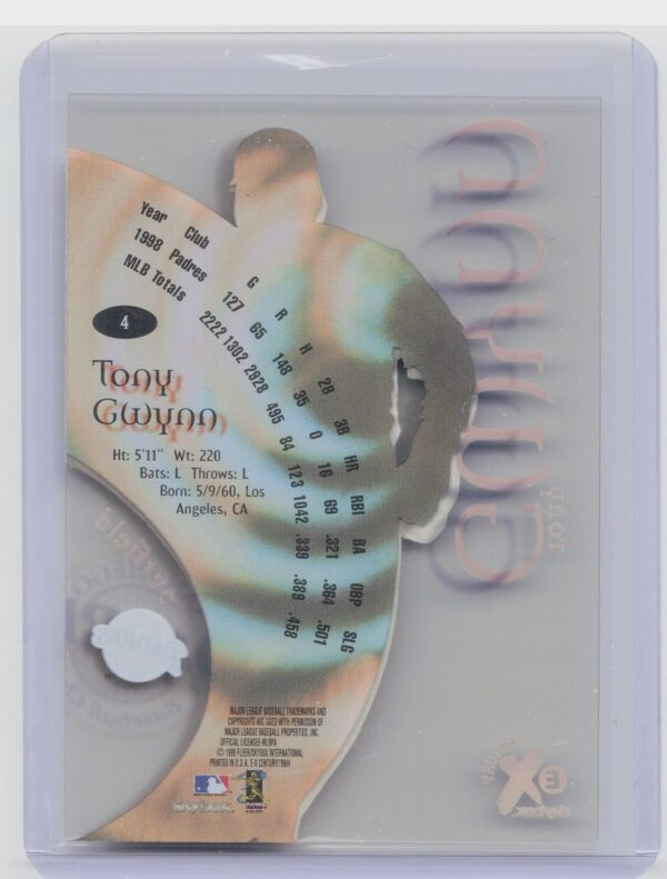 1999 SkyBox E-X Century Tony Gwynn #4 Padres - Image 3