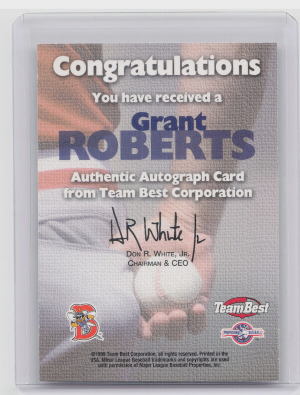 1999 Team Best Rookie Grant Roberts AU #NNO Mets Autographs - Image 3