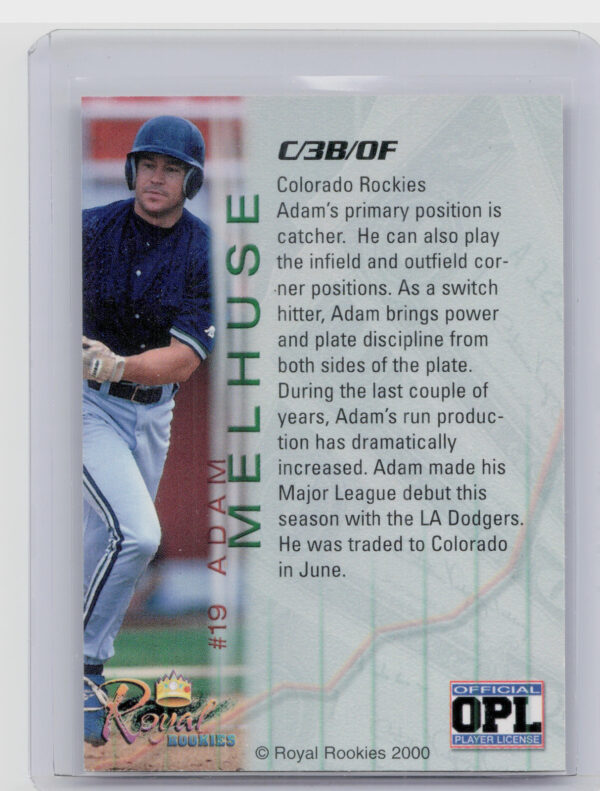 2000 Royal Rookies Futures Adam Melhuse AU SN4950 #19 Rockies Autographs - Image 3