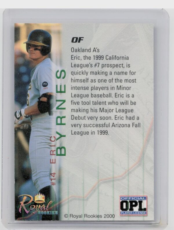 2000 Royal Rookies Futures Eric Byrnes Auto /4950 #14 A's Autographs - Image 3