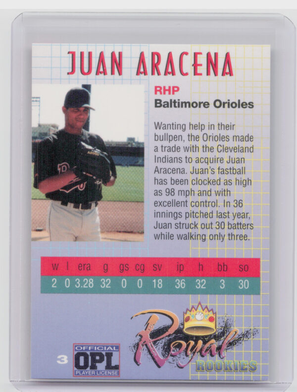 2000 Royal Rookies Juan Aracena AU SN4950 #3 Orioles Autographs - Image 3
