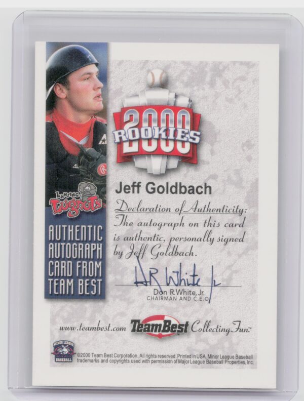 2000 Team Best Rookies Jeff Goldbach AU #NNO Lugnuts Autographs - Image 3
